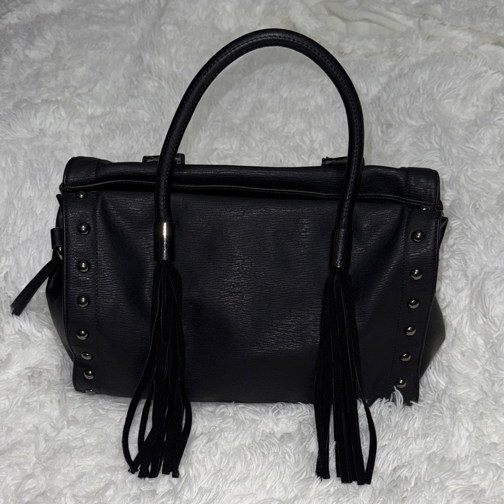 French Connection Black Crossbody or Hand Bag with Fringe